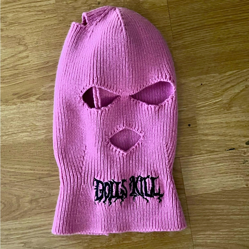 Dolls kill | NWT peptobismol pink balaclava with pigtail holes; eyes and mouth